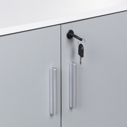 Locking 2-Door Storage Cabinet Light Grey White
