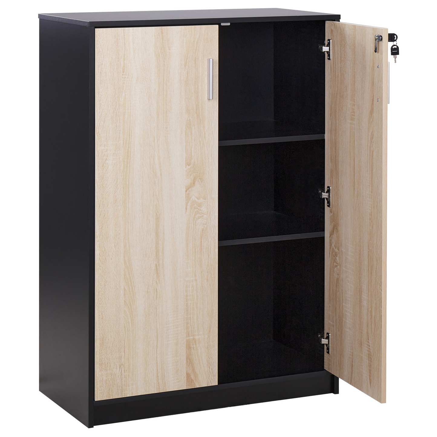 Storage Cabinet Light Brown 3-Shelf Locker 2-Door