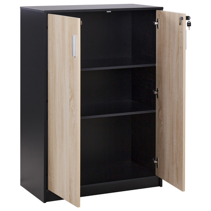 Storage Cabinet Light Brown 3-Shelf Locker 2-Door