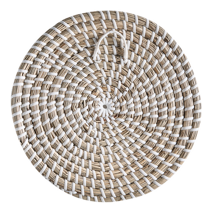 Set Of 3 Natural Seagrass Wall Decor Plates Handmade African Style Decorative Hanging Baskets