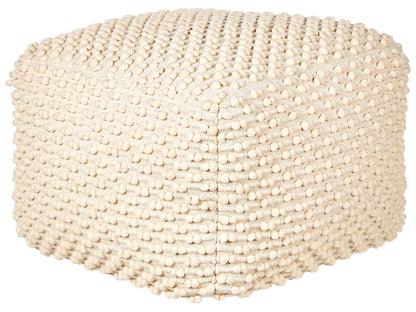 Pouf Ottoman Light Beige 50 x 50 x 35cm Handwoven Beads