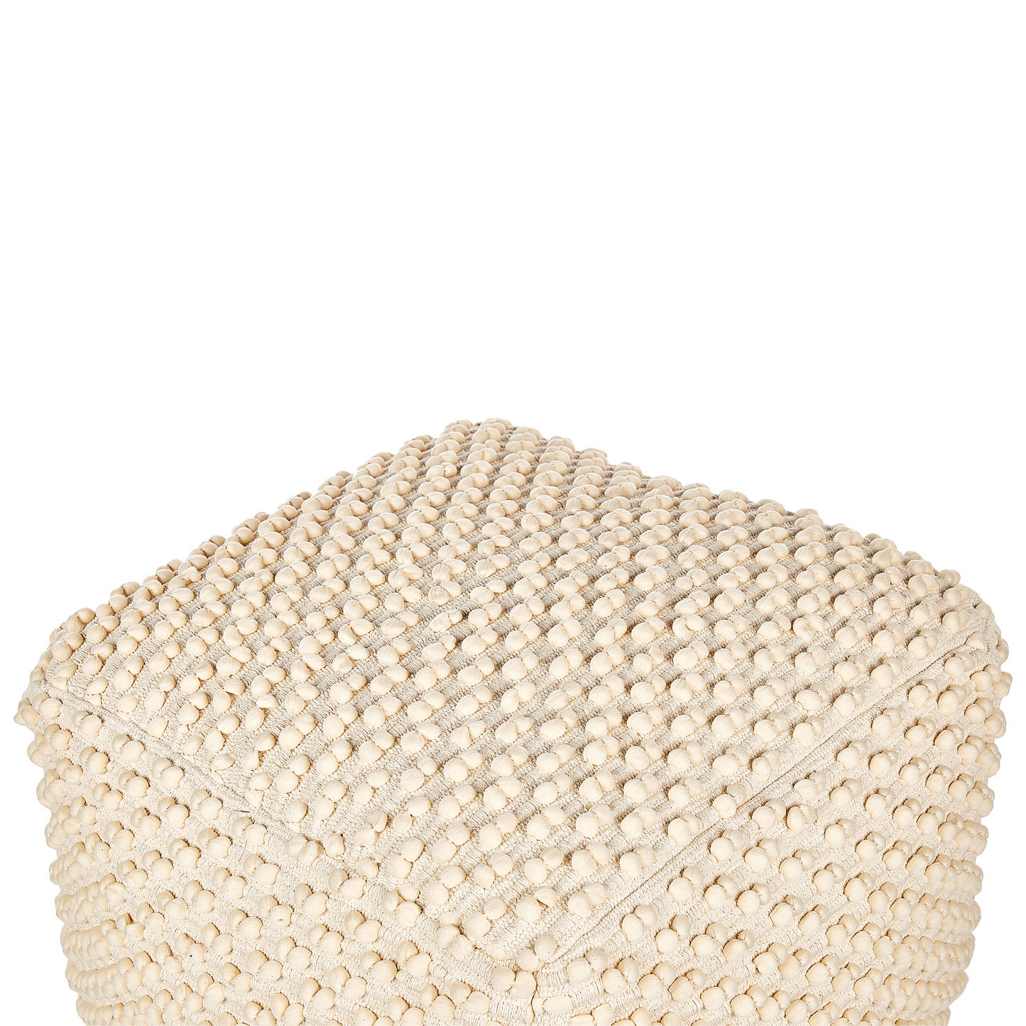 Pouf Ottoman Light Beige 50 x 50 x 35cm Handwoven Beads