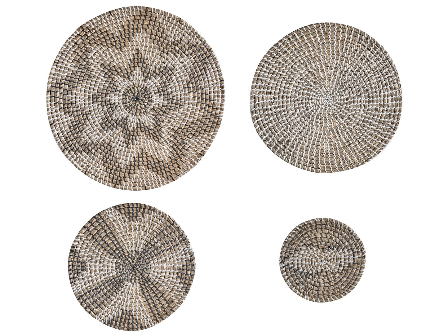 Natural Seagrass Wall Plates Set of 4 Handmade African Style
