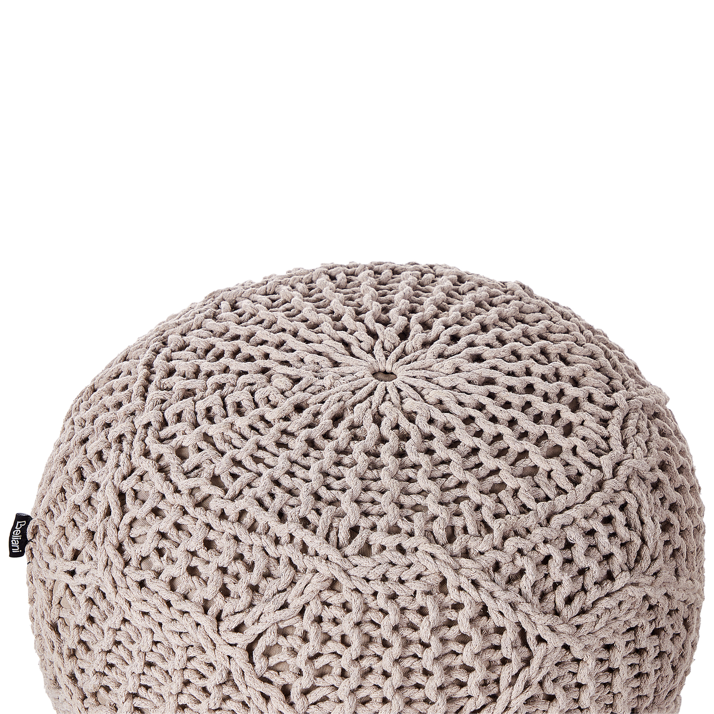 Macrame Pouf Ottoman Footstool Taupe Beige 50 x 50 x 35cm Handcrafted 100 Cotton Beads