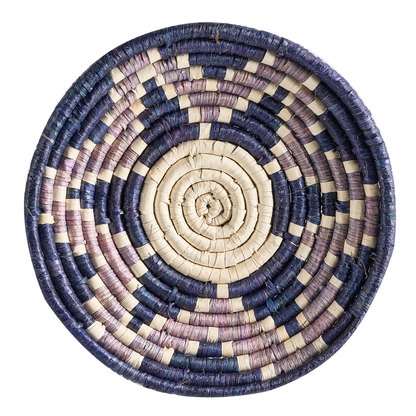Set Of 6 Multicolour Seagrass Wall Hanging Plates And Baskets Handmade African Style