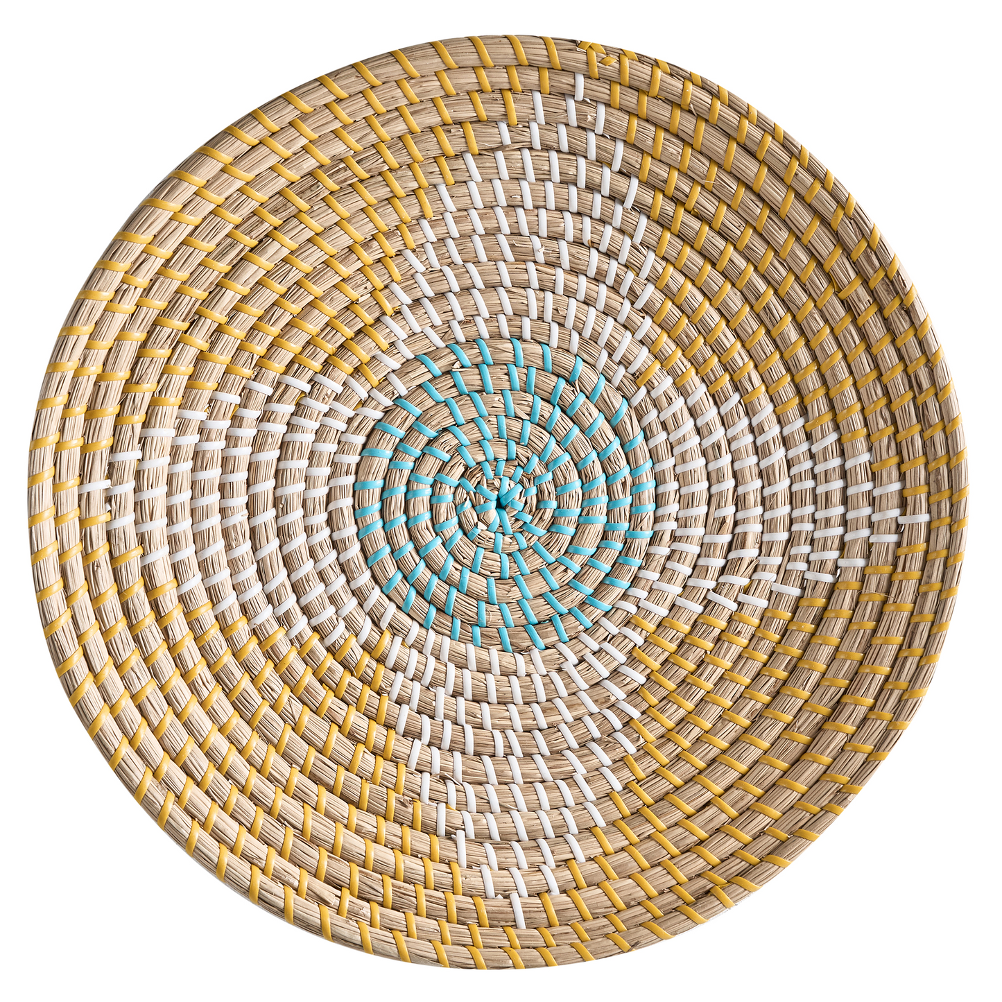 African Style Seagrass Wall Decor Set Of 6 Multicolor Hanging Plates Baskets Handmade