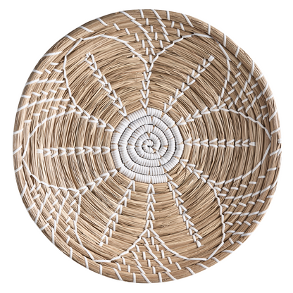 African Style Seagrass Wall Decor Set Of 6 Multicolor Hanging Plates Baskets Handmade