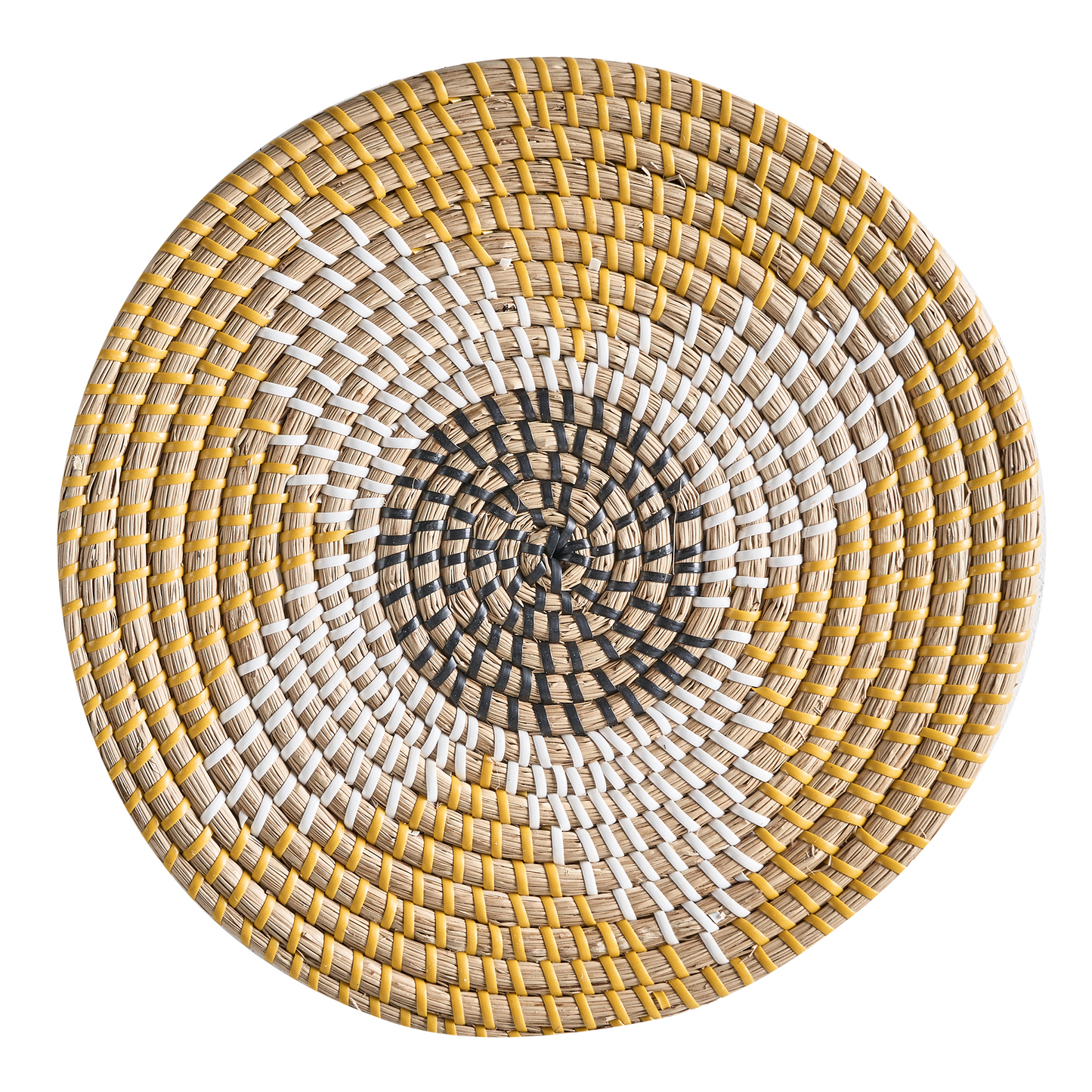 African Style Seagrass Wall Decor Set Of 6 Multicolor Hanging Plates Baskets Handmade