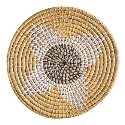 African Style Seagrass Wall Decor Set Of 6 Multicolor Hanging Plates Baskets Handmade