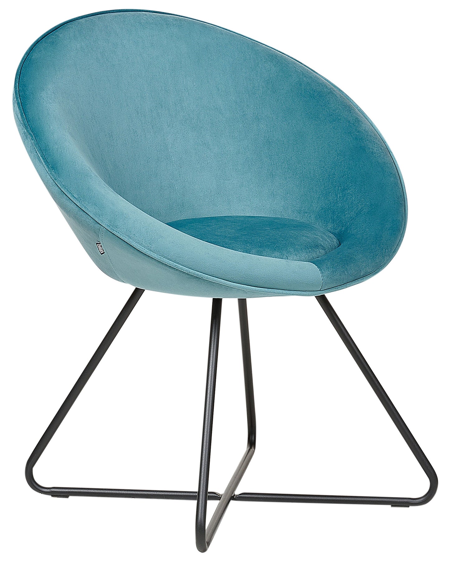 Velvet Round Accent Chair Blue Upholstery Retro Minimalist