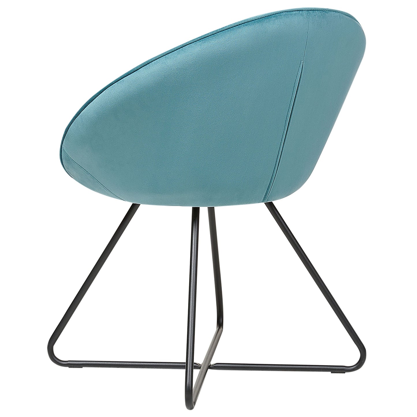 Velvet Round Accent Chair Blue Upholstery Retro Minimalist