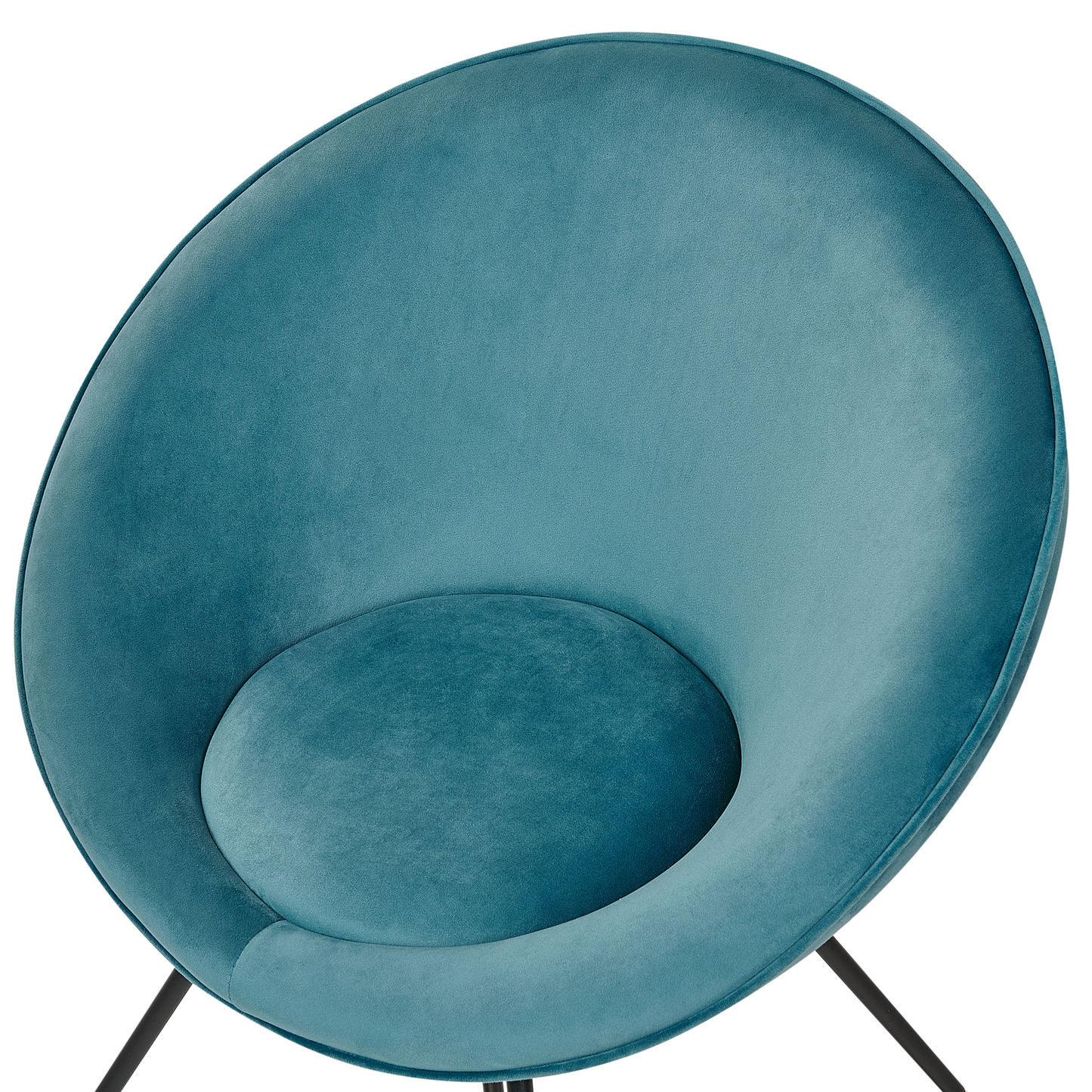 Velvet Round Accent Chair Blue Upholstery Retro Minimalist