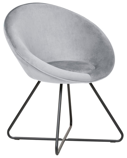 Accent Chair Grey Velvet Round Seat Retro Minimalist