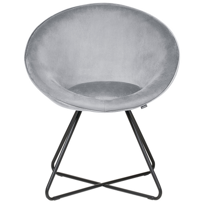 Accent Chair Grey Velvet Round Seat Retro Minimalist