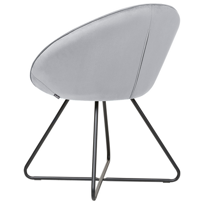 Accent Chair Grey Velvet Round Seat Retro Minimalist