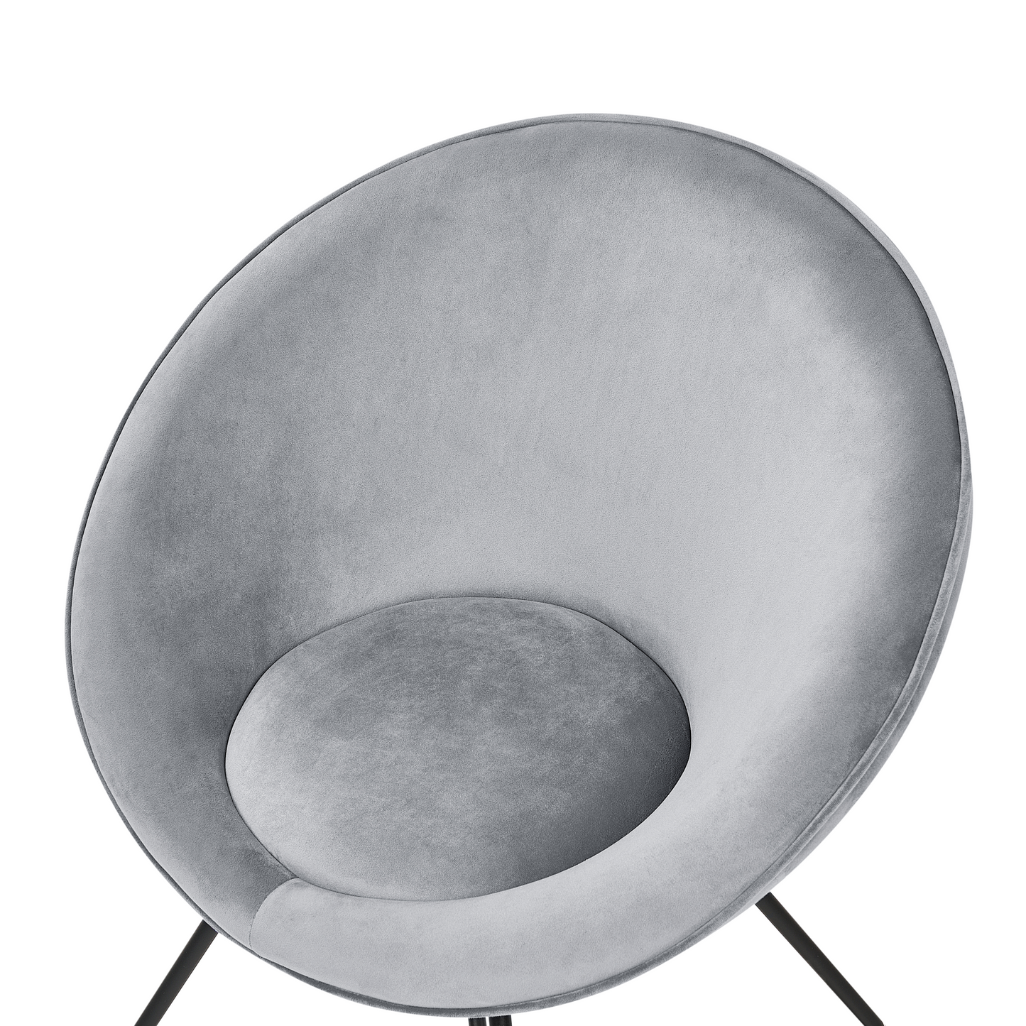 Accent Chair Grey Velvet Round Seat Retro Minimalist