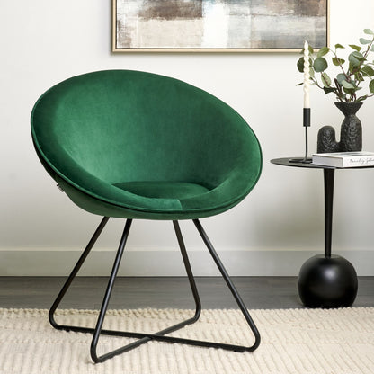 Velvetique Accent Chair Green Velvet Round Seat Retro Minimalist