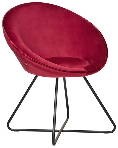 Velvet Red Accent Chair Round Seat Retro Minimalist