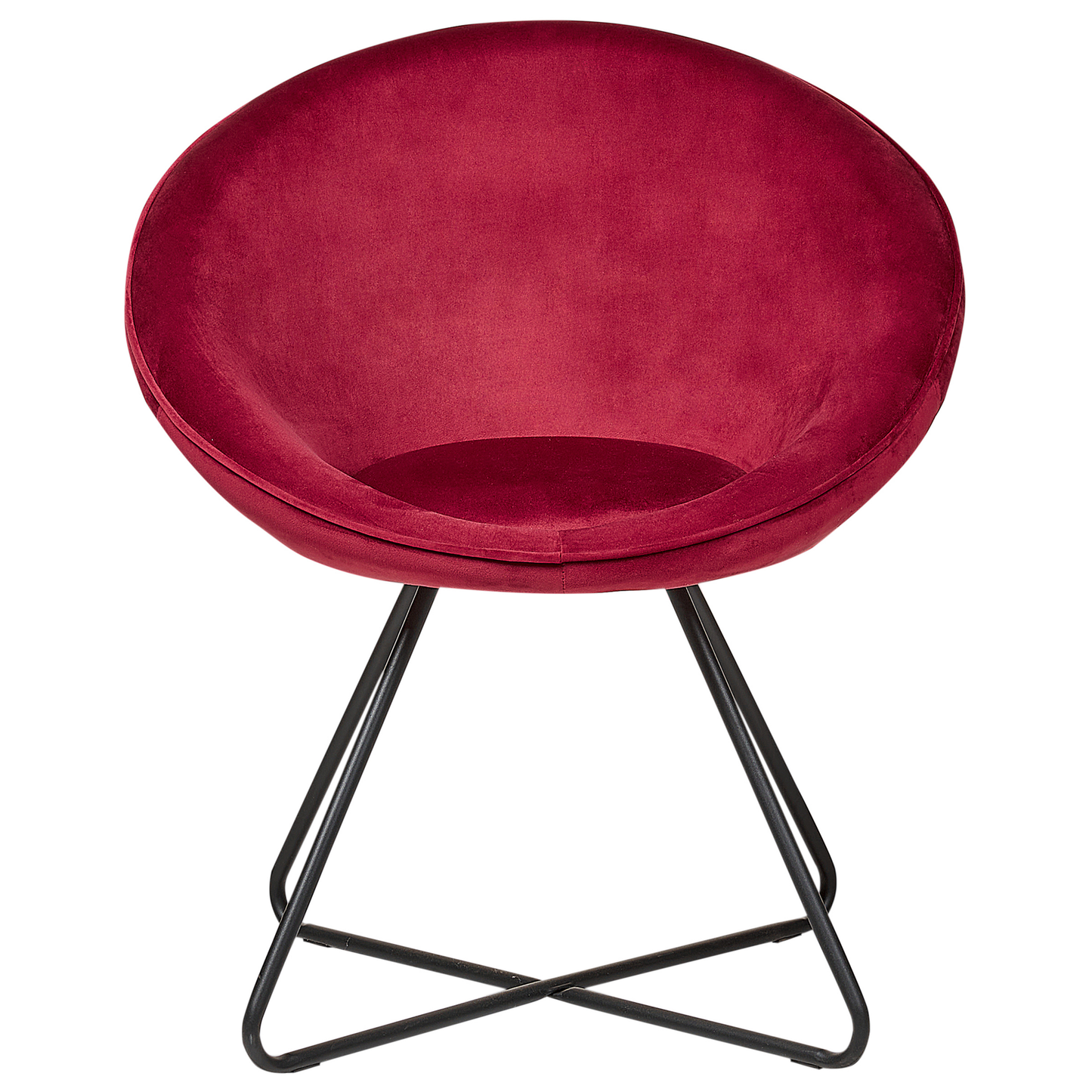 Velvet Red Accent Chair Round Seat Retro Minimalist
