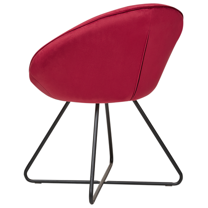 Velvet Red Accent Chair Round Seat Retro Minimalist