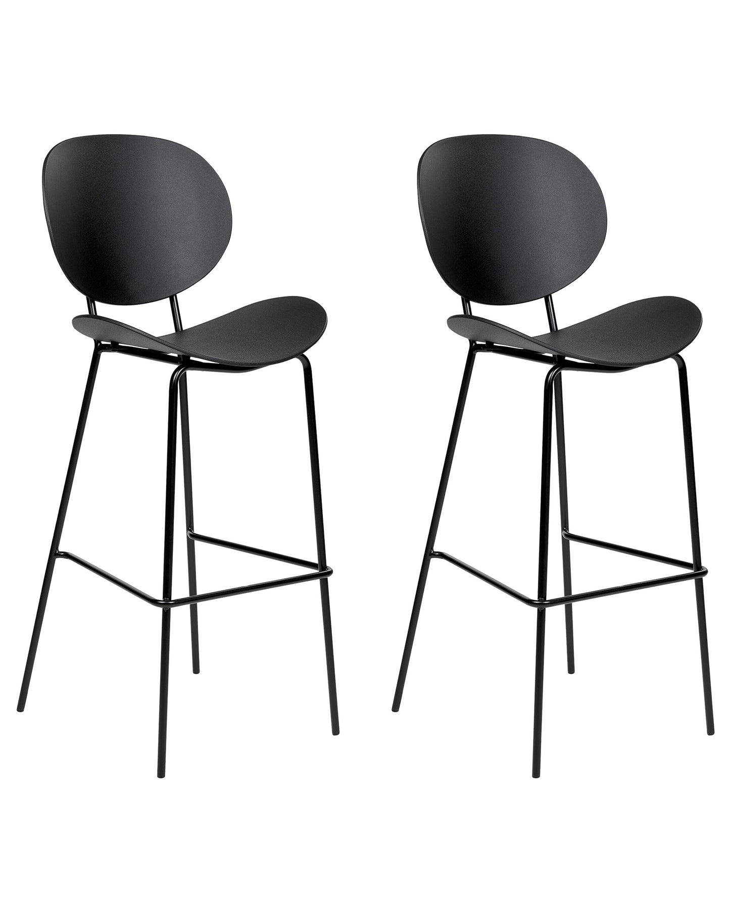 Bar Chairs Set Of 2 Black Synthetic Seat Metal Legs