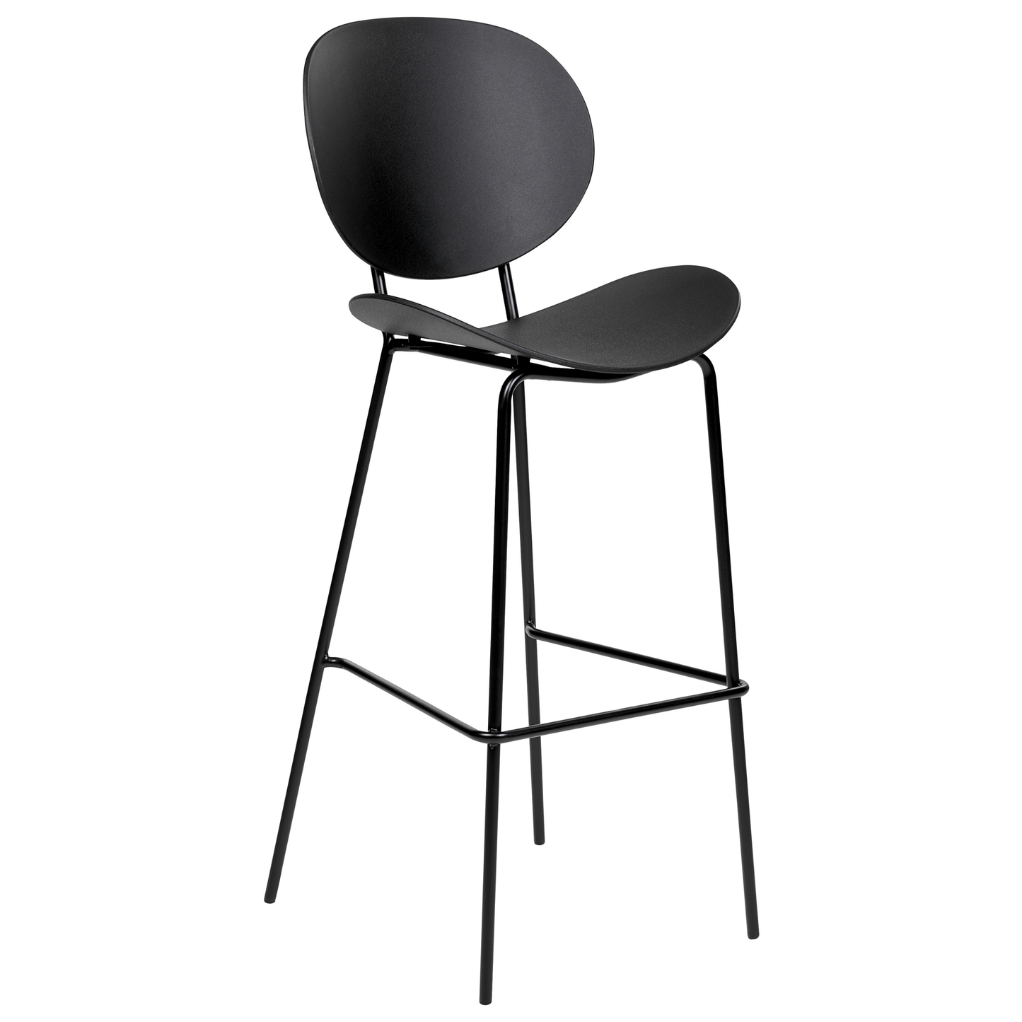 Bar Chairs Set Of 2 Black Synthetic Seat Metal Legs