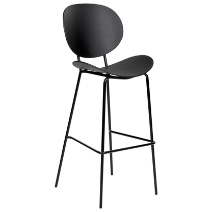 Bar Chairs Set Of 2 Black Synthetic Seat Metal Legs