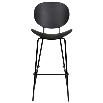 Bar Chairs Set Of 2 Black Synthetic Seat Metal Legs