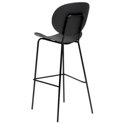 Bar Chairs Set Of 2 Black Synthetic Seat Metal Legs