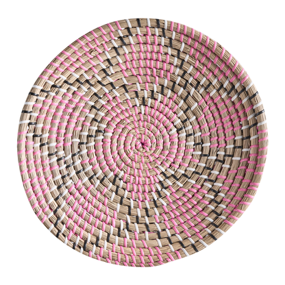 Boho Multicolour African Seagrass Wall Plates Set Of 6