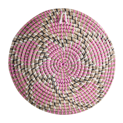 Boho Multicolour African Seagrass Wall Plates Set Of 6