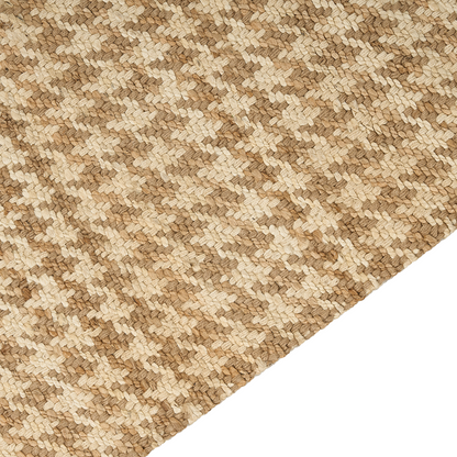 Beige Jute Runner Rug 80 x 300cm Hand Woven Houndstooth Pattern Boho Hallway Bedroom