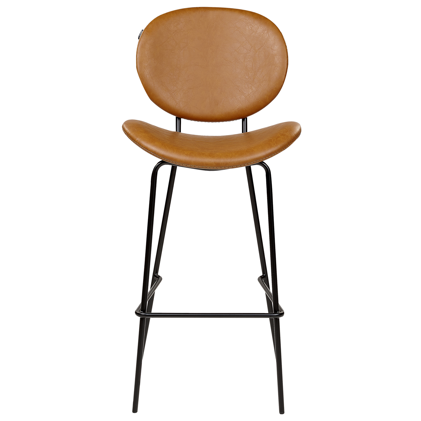 Living Set of 2 Dining Chairs Golden Brown Faux PU Leather Armless Black Iron Legs