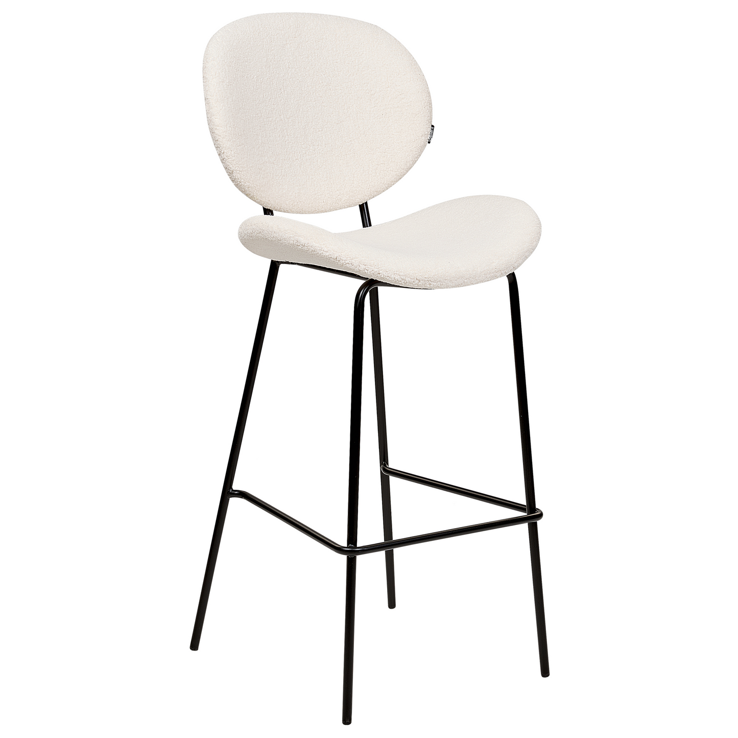 Boucle Bar Chairs Set 2 White Armless With Black Iron Legs