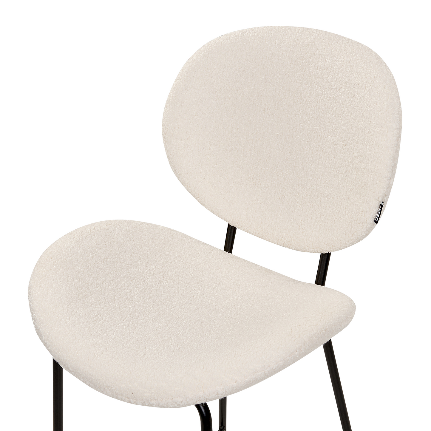 Boucle Bar Chairs Set 2 White Armless With Black Iron Legs