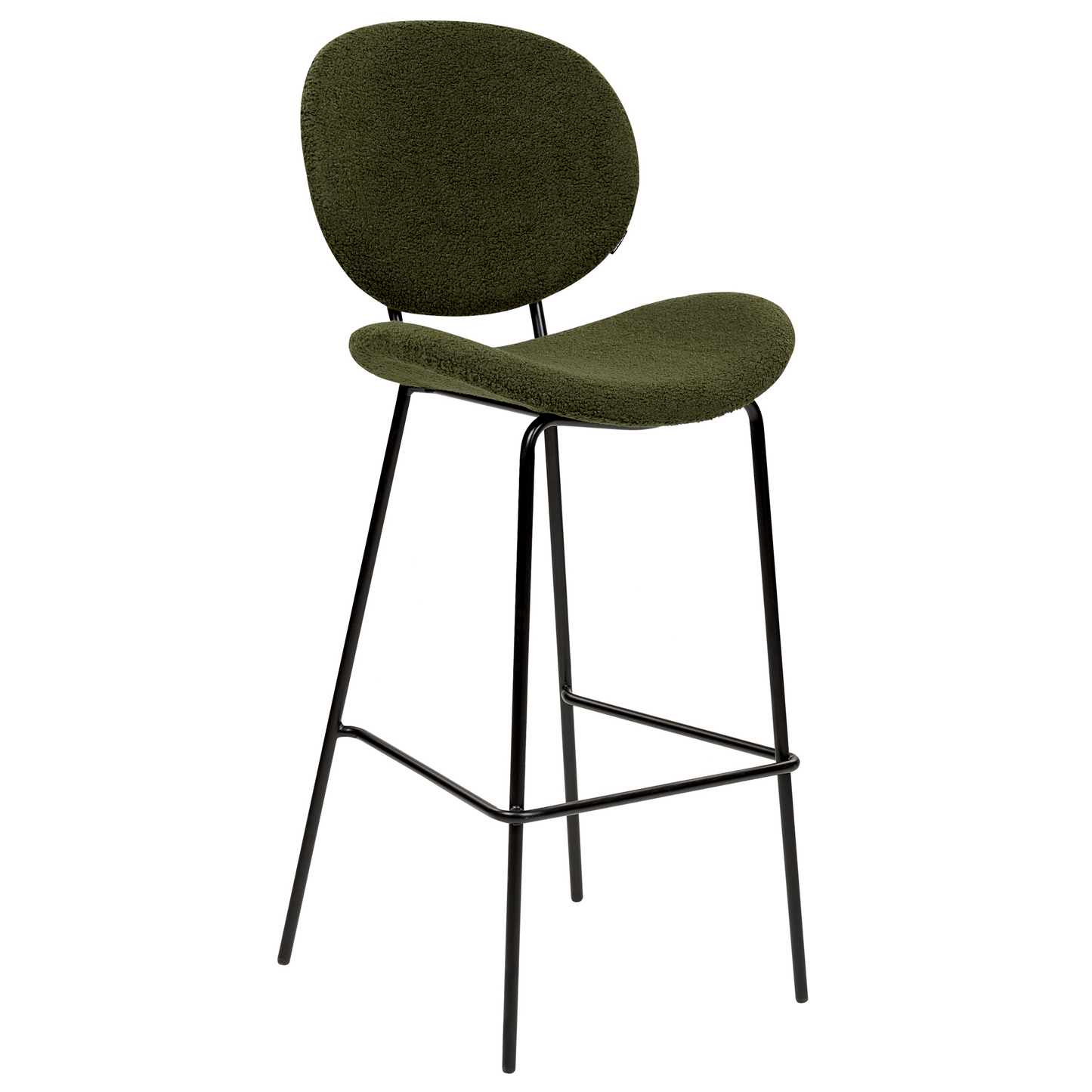 Boucle Bar Chairs Set Of 2 Dark Green With Black Iron Legs