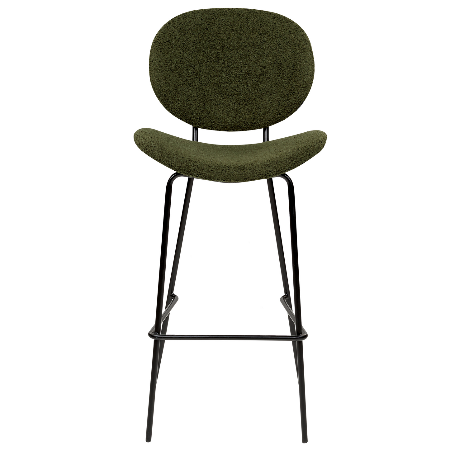 Boucle Bar Chairs Set Of 2 Dark Green With Black Iron Legs