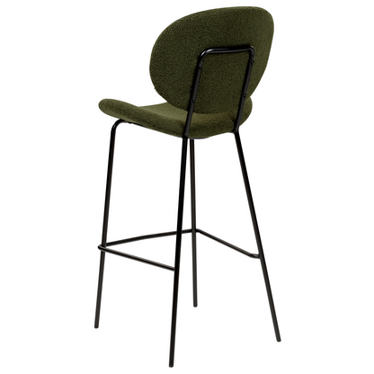 Boucle Bar Chairs Set Of 2 Dark Green With Black Iron Legs