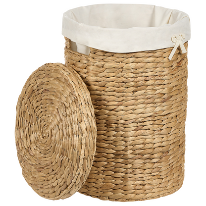 Water Hyacinth Set Of 2 Storage Baskets With Lids Handmade Lightweight Laundry Hamper