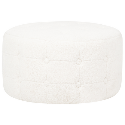 Home White Boucle Round Pouffe Footstool Button Tufted Upholstery Ottomane For Living Room