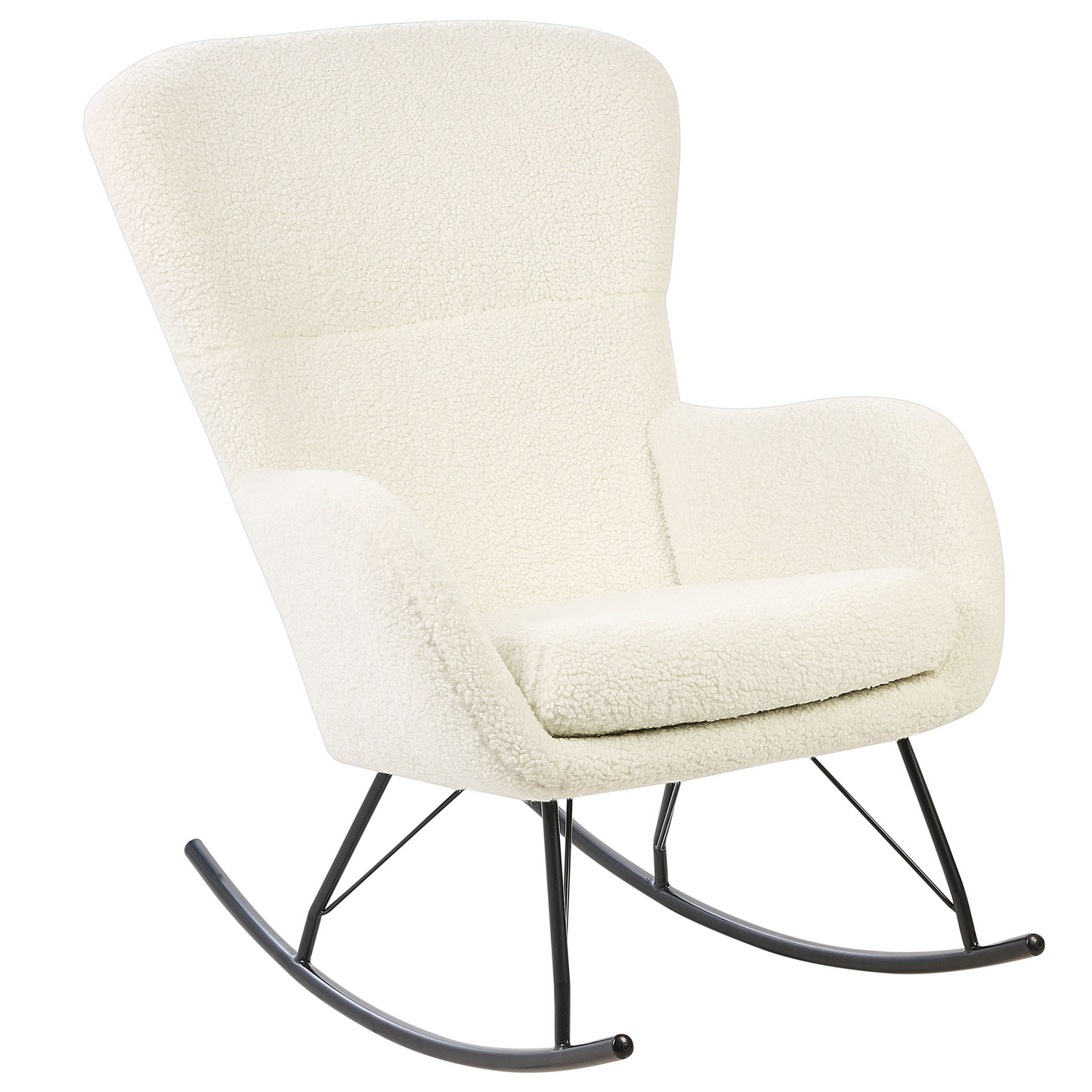 Rocking Chair Boucle Beige And Black With Metal Legs