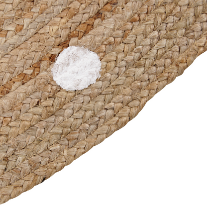 Round Jute Rug 140cm Beige with White Polka Dots