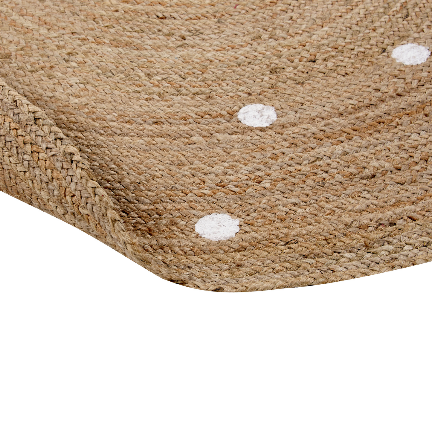 Round Jute Rug 140cm Beige with White Polka Dots