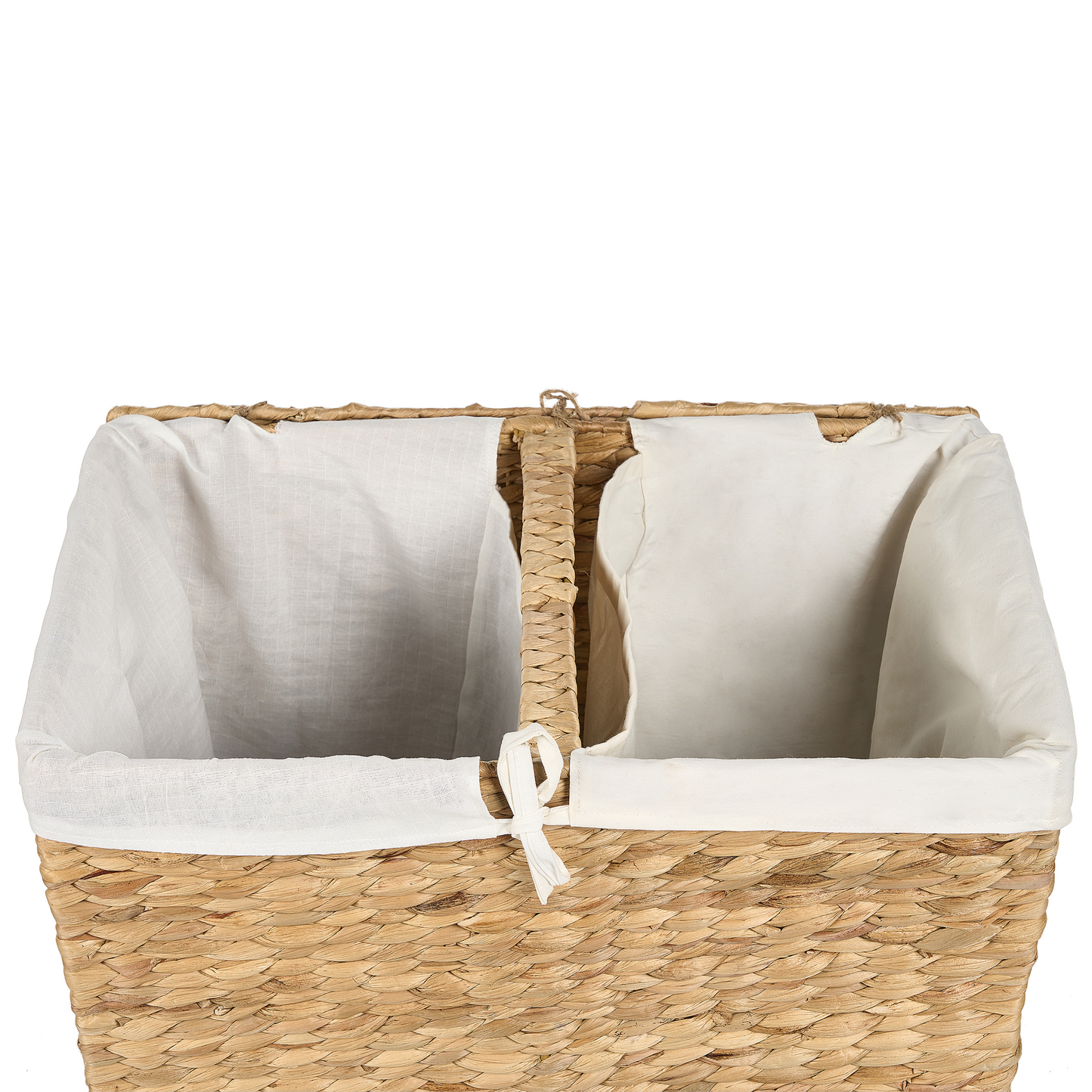 Water Hyacinth Laundry Hamper With Lid 2 Compartments Handles