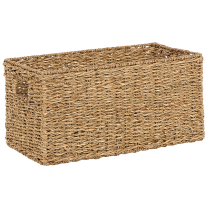 Seagrass Co Set Of 2 Natural Baskets With Handles Boho Home Decor
