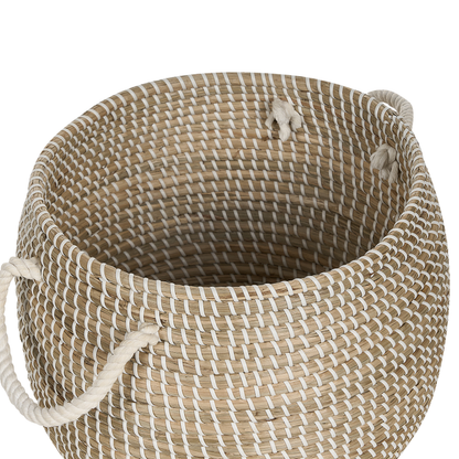 Natural Seagrass Basket with Handles and Lid Storage