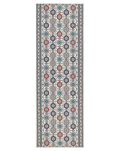 Multicolour Polyester Runner Rug 80 x 240cm Oriental Pattern Anti Slip Bottom Vintage Style