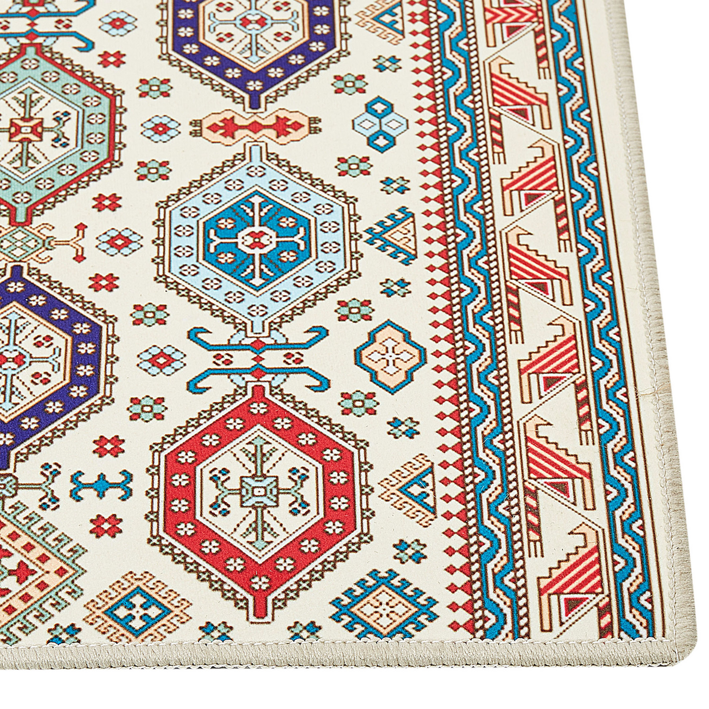 Multicolour Polyester Runner Rug 80 x 240cm Oriental Pattern Anti Slip Bottom Vintage Style