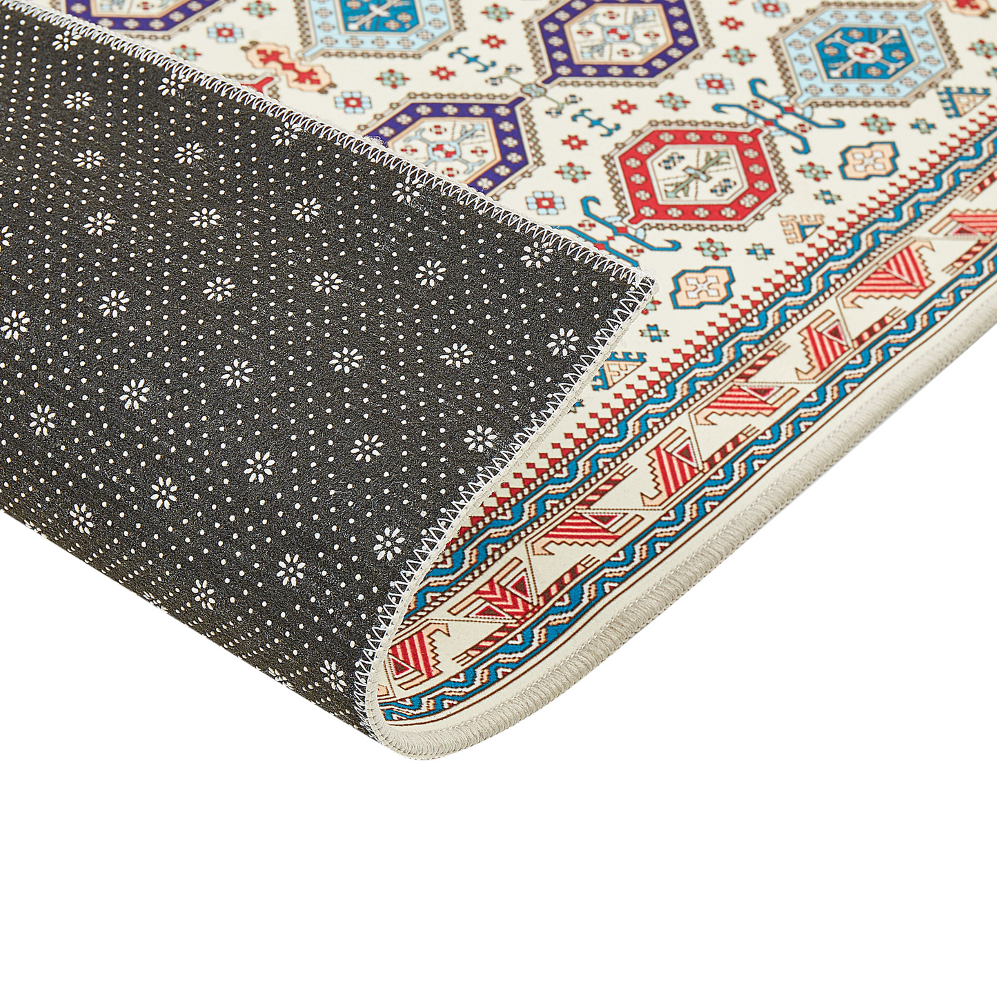 Multicolour Polyester Runner Rug 80 x 240cm Oriental Pattern Anti Slip Bottom Vintage Style