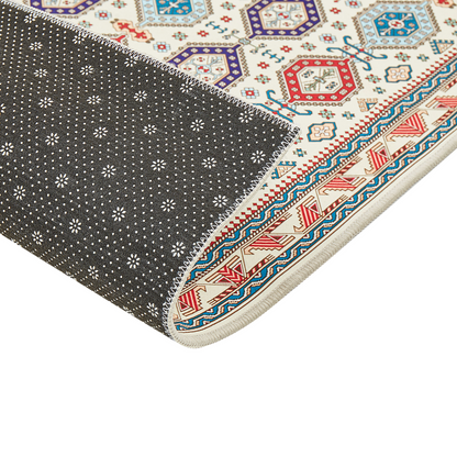 Multicolour Polyester Runner Rug 80 x 240cm Oriental Pattern Anti Slip Bottom Vintage Style